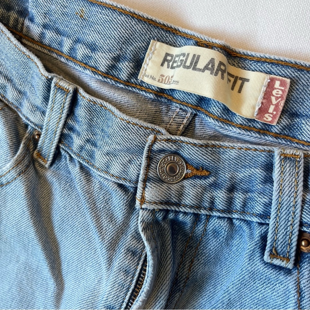 Levis 505 straight leg Vintage Y2K jeans 34 x 29 Light blue wash Mens Denim - Picture 5 of 8